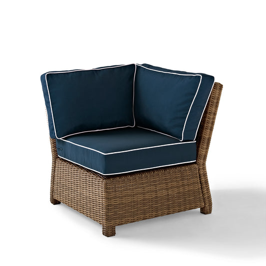 Bradenton Outdoor Wicker Sectional Corner Chair Navy/Weathered Brown