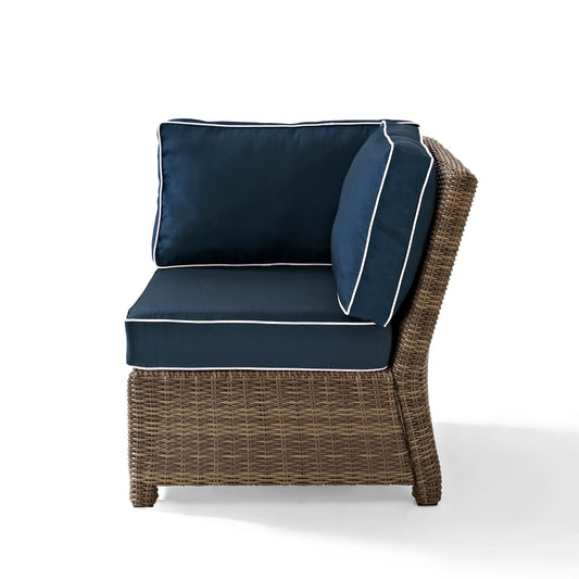 Bradenton Outdoor Wicker Sectional Corner Chair Navy/Weathered Brown