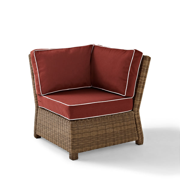 Bradenton Outdoor Wicker Sectional Corner Chair Sangria/Weathered Brown