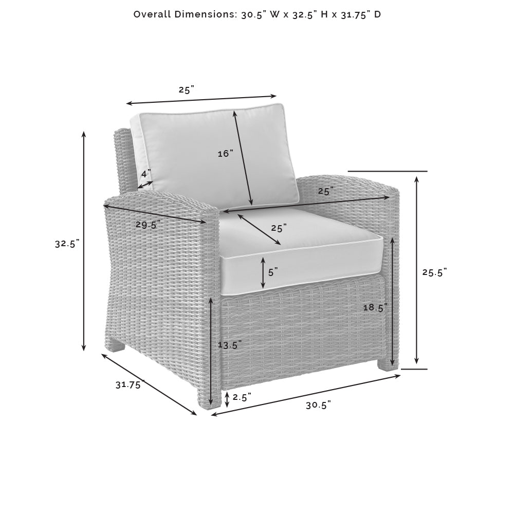 Bradenton 5Pc Outdoor Wicker Sectional Set Gray/Gray - Right Side Loveseat, Left Side Loveseat, Corner Chair, Arm Chair, & Sectional Glass Top Coffee Table