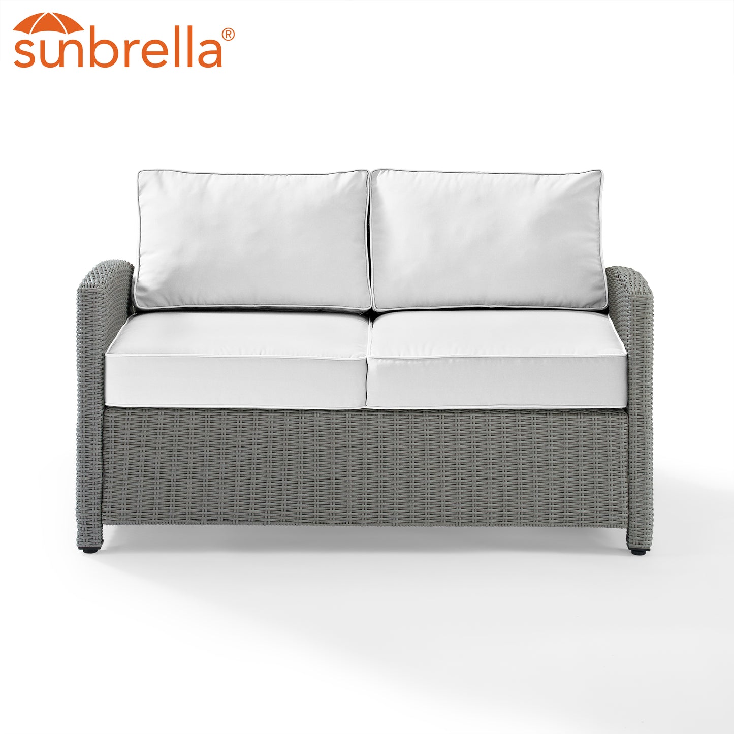 Bradenton Outdoor Loveseat - Sunbrella White/Gray