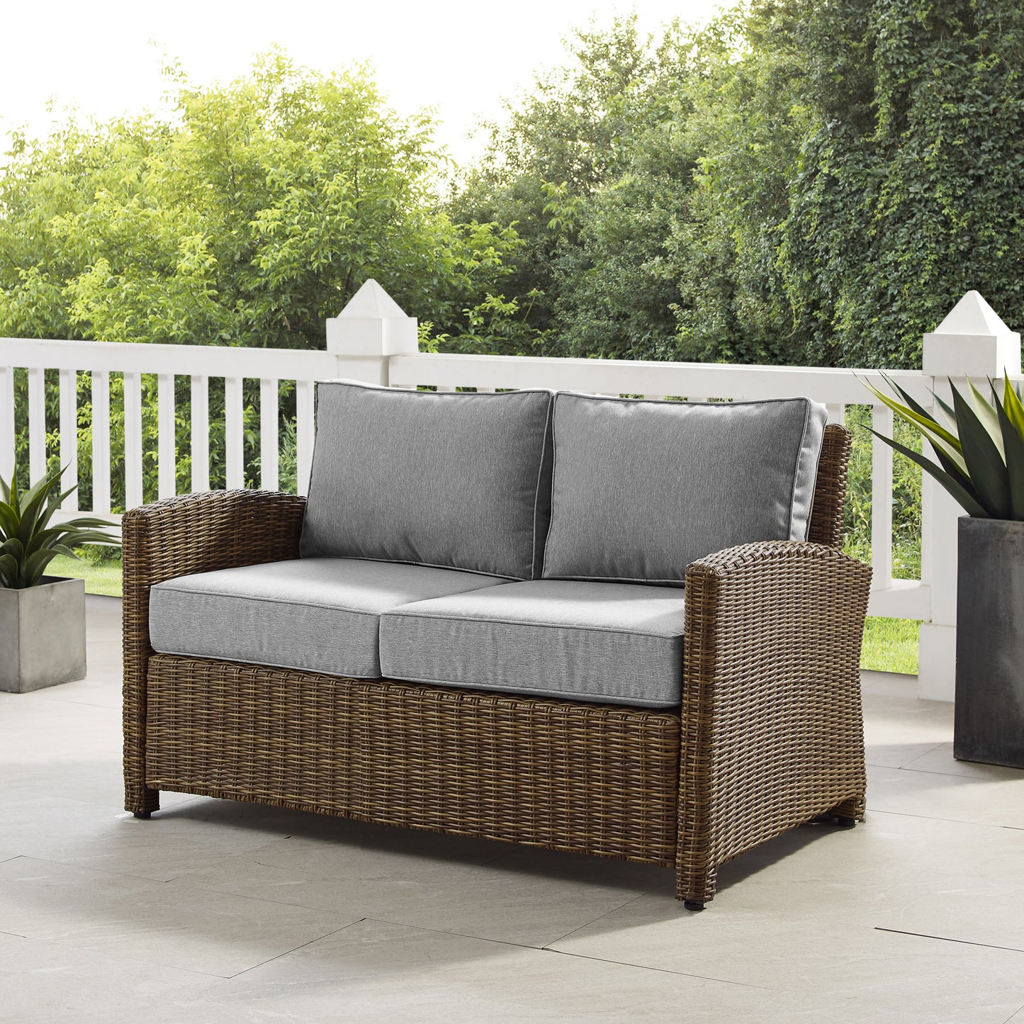 Bradenton Outdoor Wicker Loveseat Gray/Weathered Brown