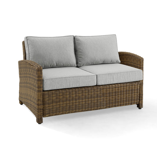 Bradenton Outdoor Wicker Loveseat Gray/Weathered Brown