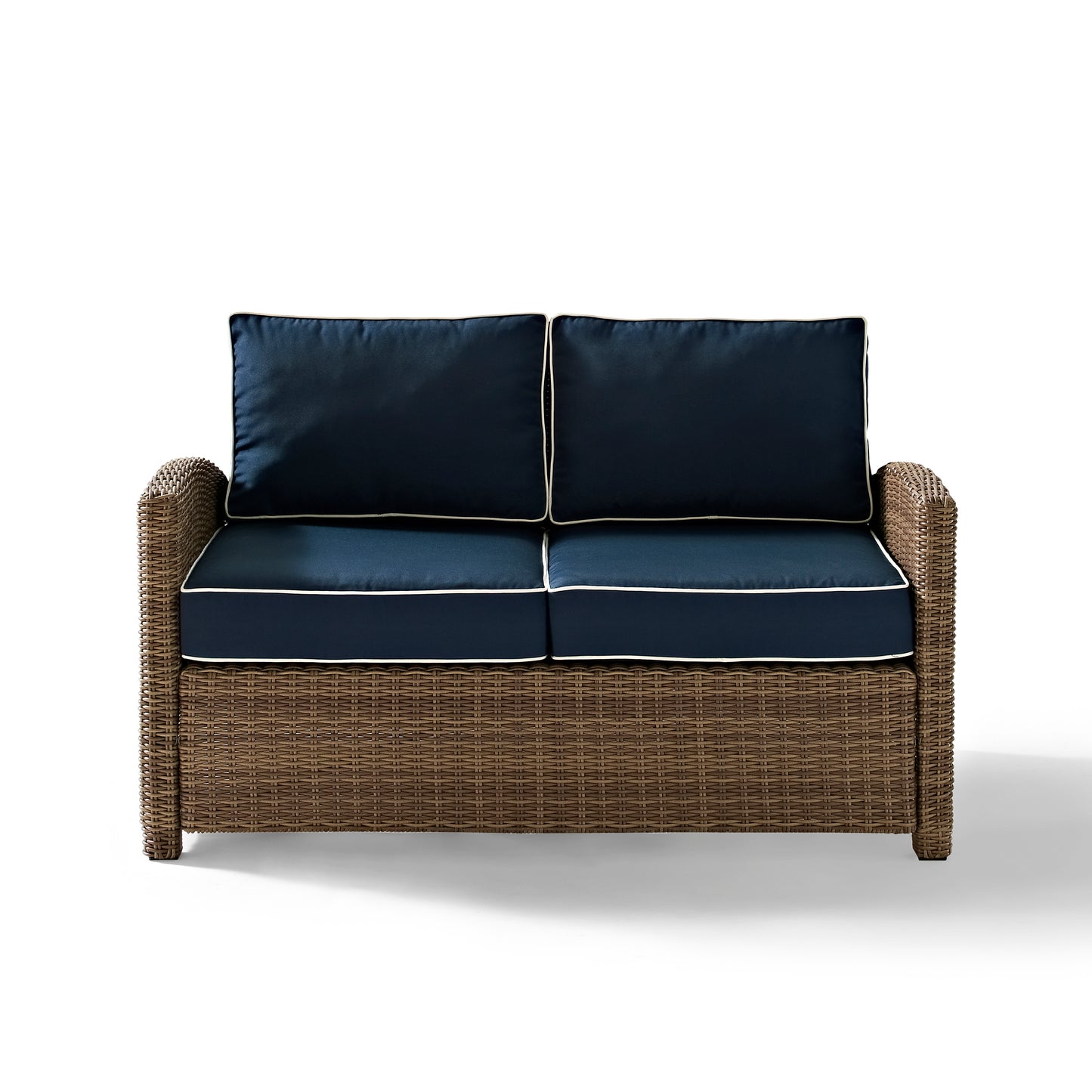 Bradenton Outdoor Wicker Loveseat Navy/Weathered Brown