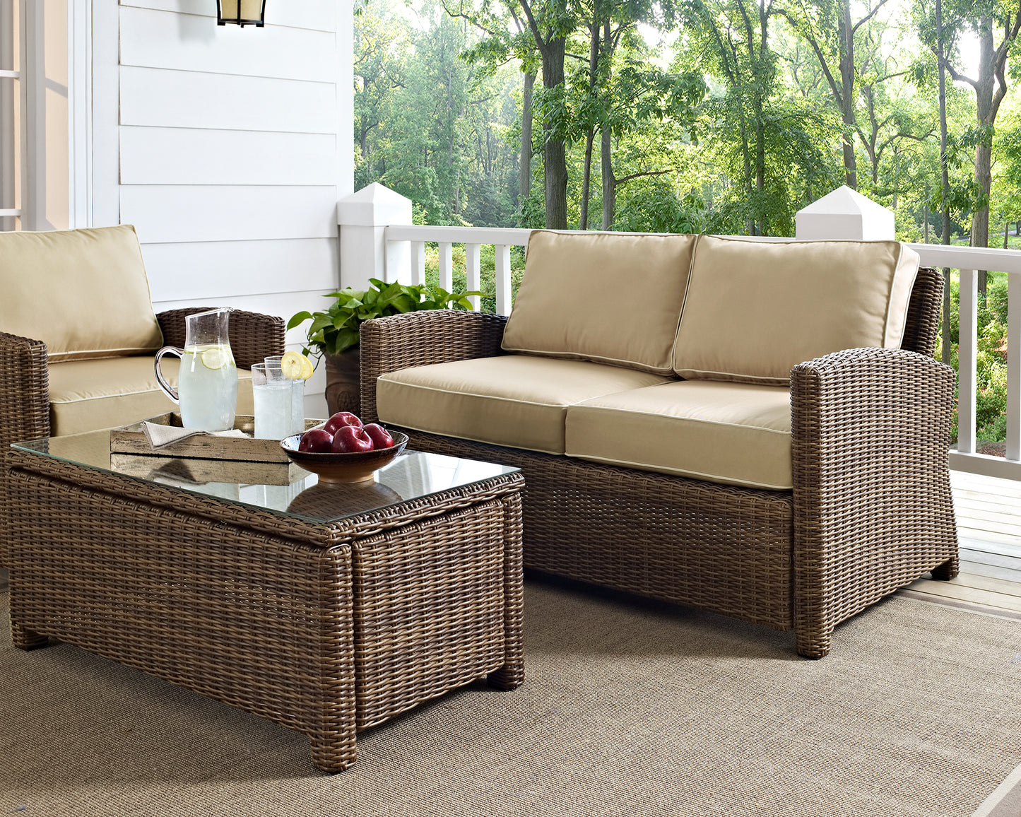 Bradenton Outdoor Wicker Loveseat Sand/Weathered Brown