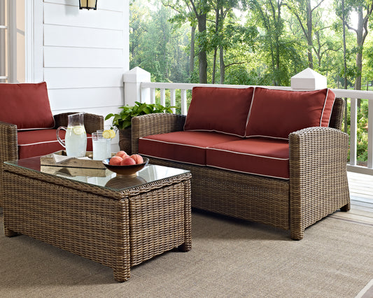 Bradenton Outdoor Wicker Loveseat Sangria/Weathered Brown