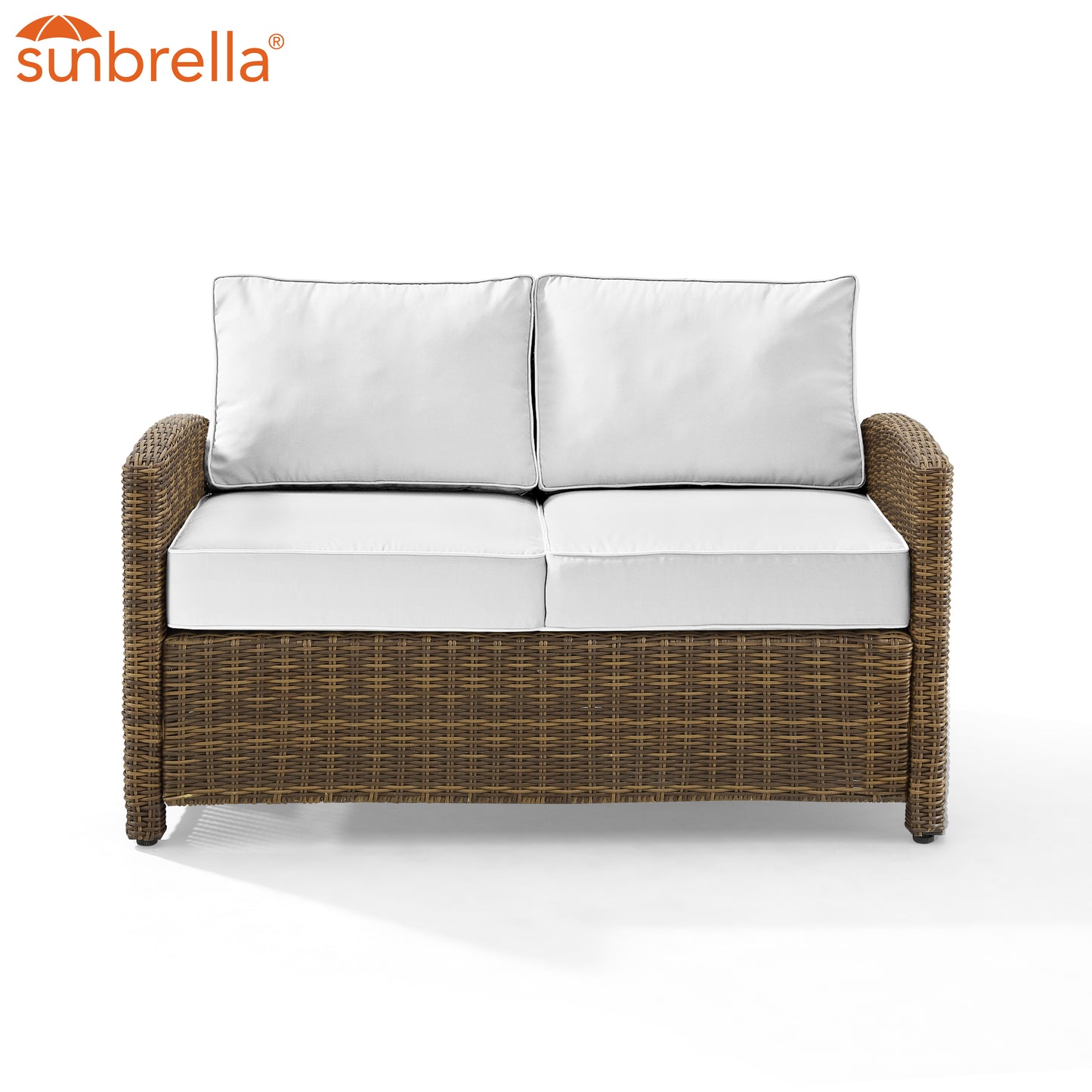 Bradenton Outdoor Loveseat - Sunbrella White/Weathered Brown