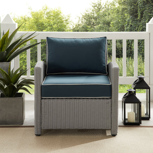 Bradenton Outdoor Wicker Armchair Navy/Gray