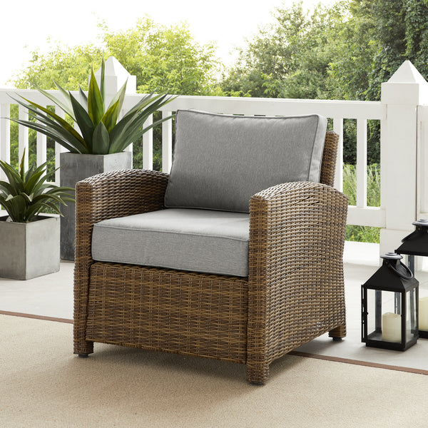 Bradenton Outdoor Wicker Armchair Gray/Weathered Brown