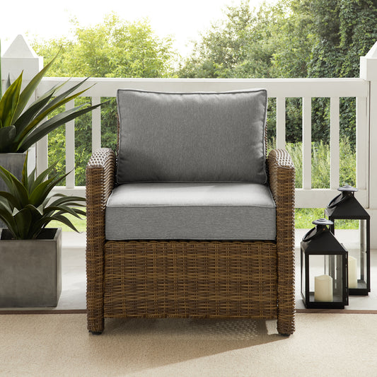 Bradenton Outdoor Wicker Armchair Gray/Weathered Brown