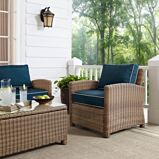 Bradenton Outdoor Wicker Armchair Navy/Weathered Brown