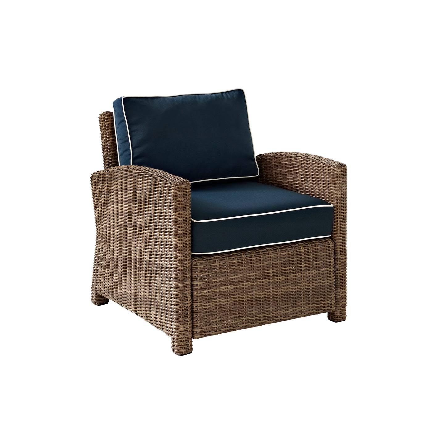 Bradenton Outdoor Wicker Armchair Navy/Weathered Brown