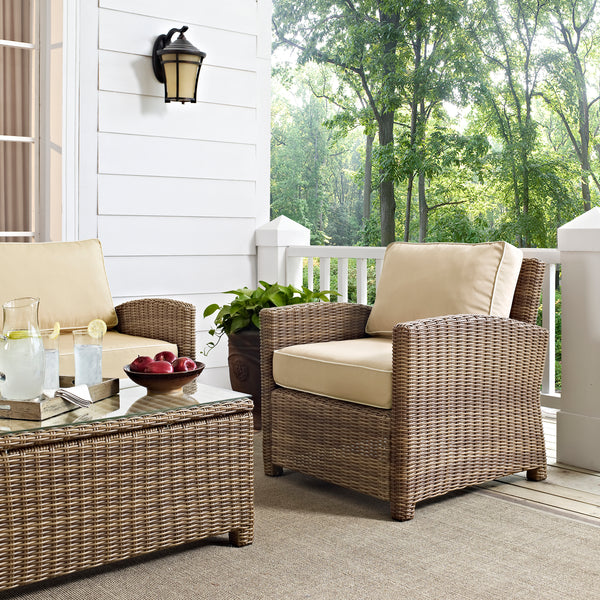 Bradenton Outdoor Wicker Armchair Sand/Weathered Brown