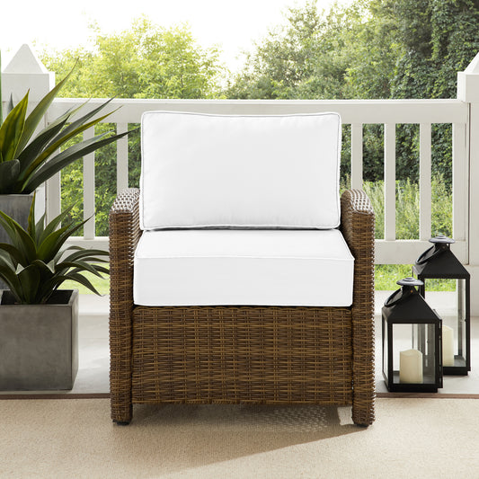 Bradenton Outdoor Armchair - Sunbrella White/Weathered Brown