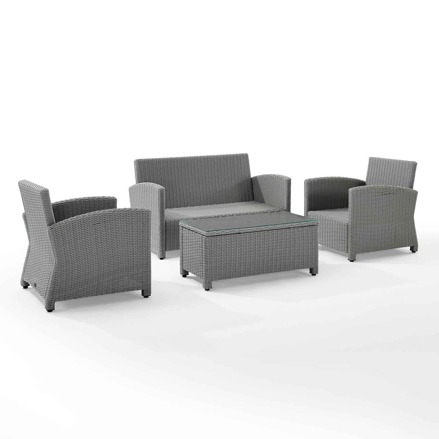 Bradenton 4Pc Outdoor Wicker Conversation Set Navy/Gray - Loveseat, Coffee Table, & 2 Arm Chairs