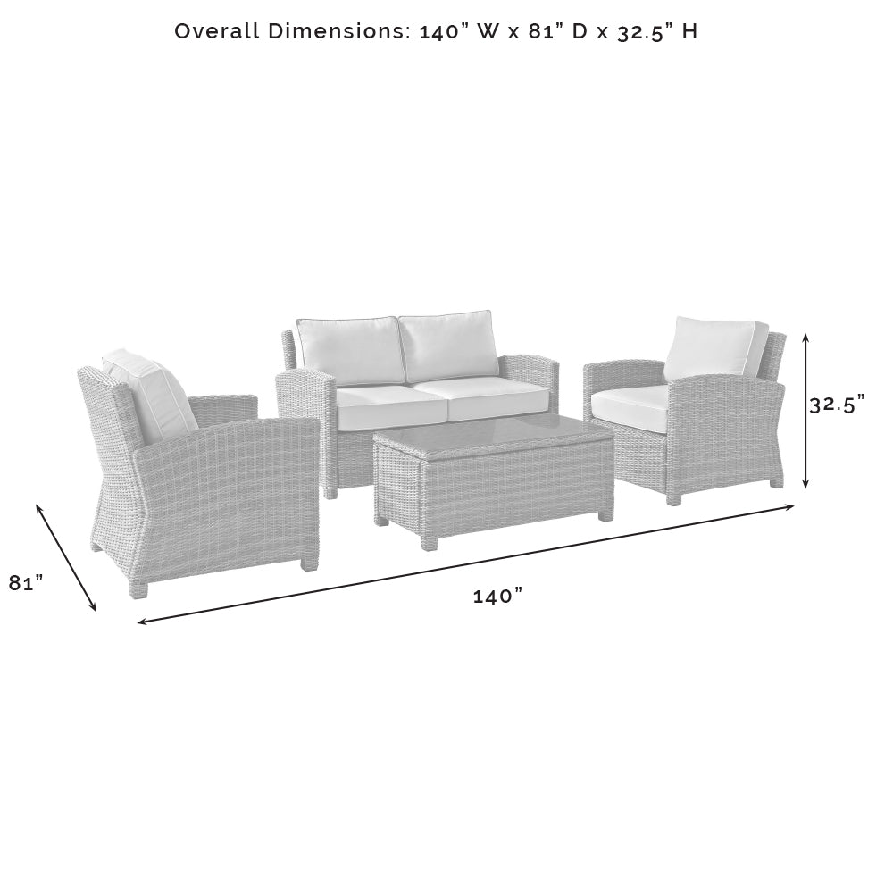 Bradenton 4Pc Outdoor Wicker Conversation Set Sand/Weathered Brown - Loveseat, Coffee Table, & 2 Arm Chairs