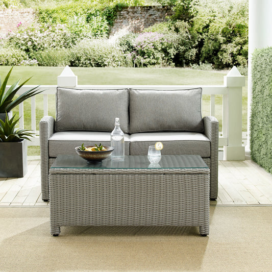 Bradenton 2Pc Outdoor Wicker Conversation Set Gray/Gray - Loveseat & Coffee Table