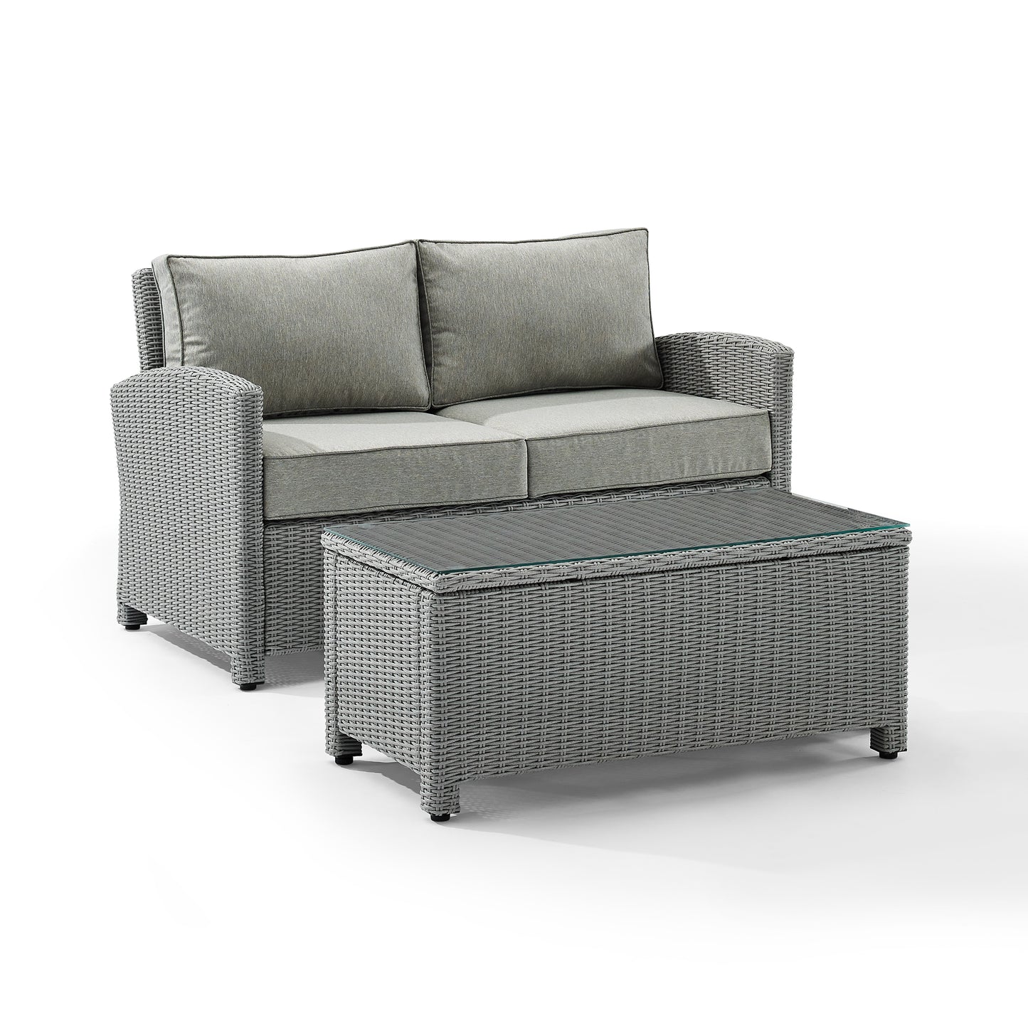 Bradenton 2Pc Outdoor Wicker Conversation Set Gray/Gray - Loveseat & Coffee Table