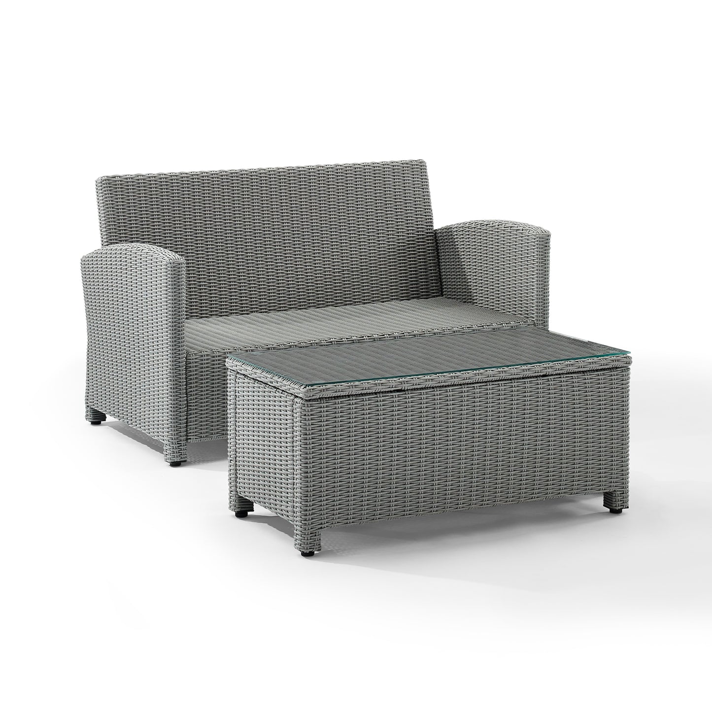 Bradenton 2Pc Outdoor Wicker Conversation Set Gray/Gray - Loveseat & Coffee Table