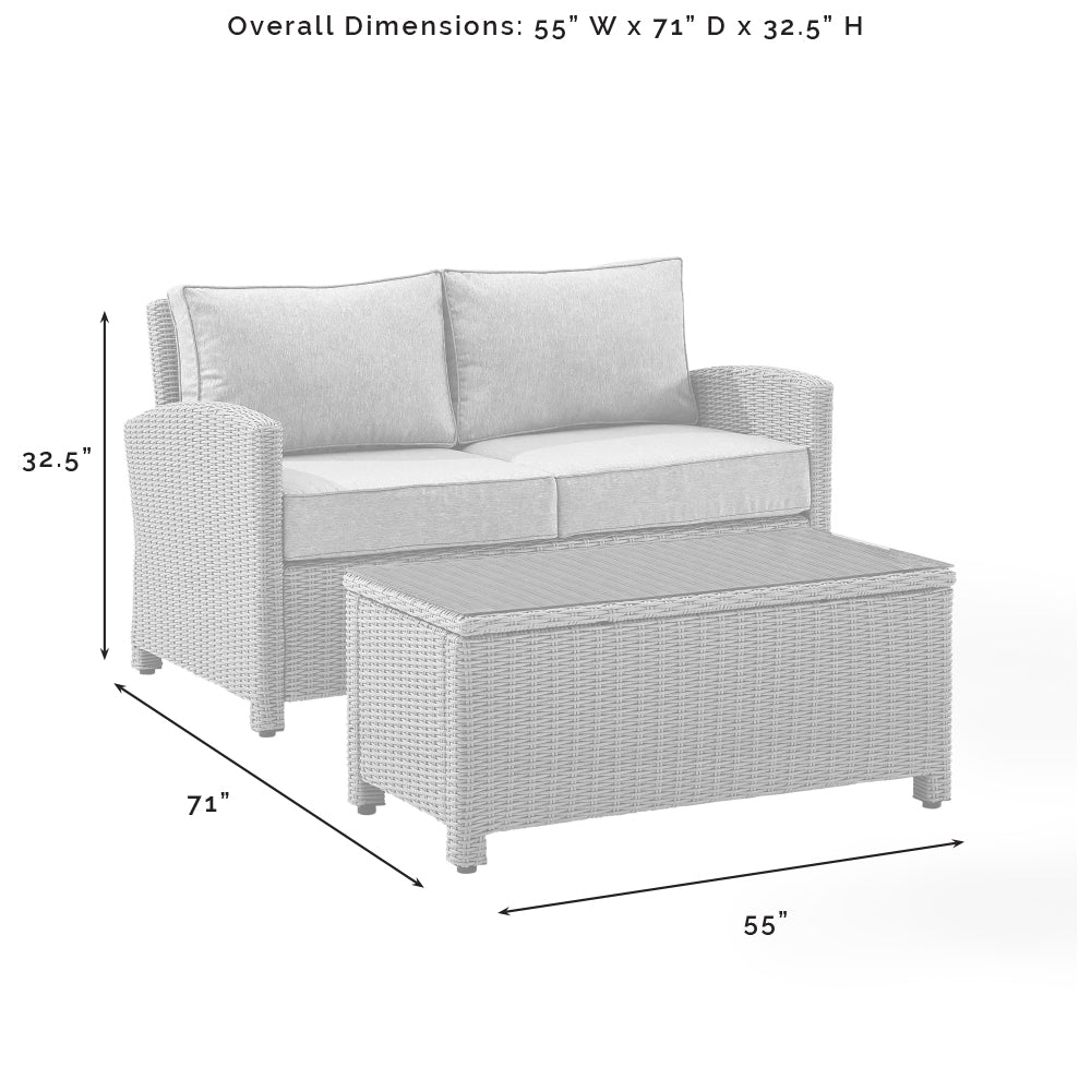 Bradenton 2Pc Outdoor Wicker Conversation Set Gray/Gray - Loveseat & Coffee Table