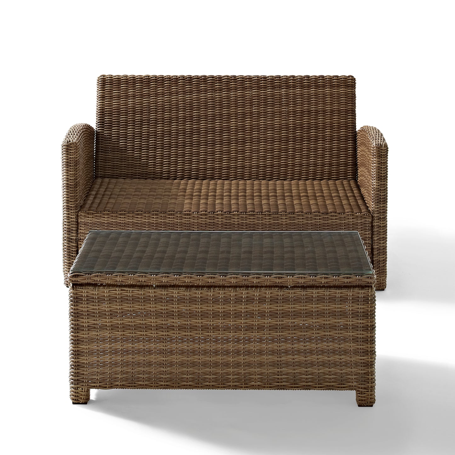 Bradenton 2Pc Outdoor Wicker Conversation Set Navy/Weathered Brown - Loveseat & Coffee Table