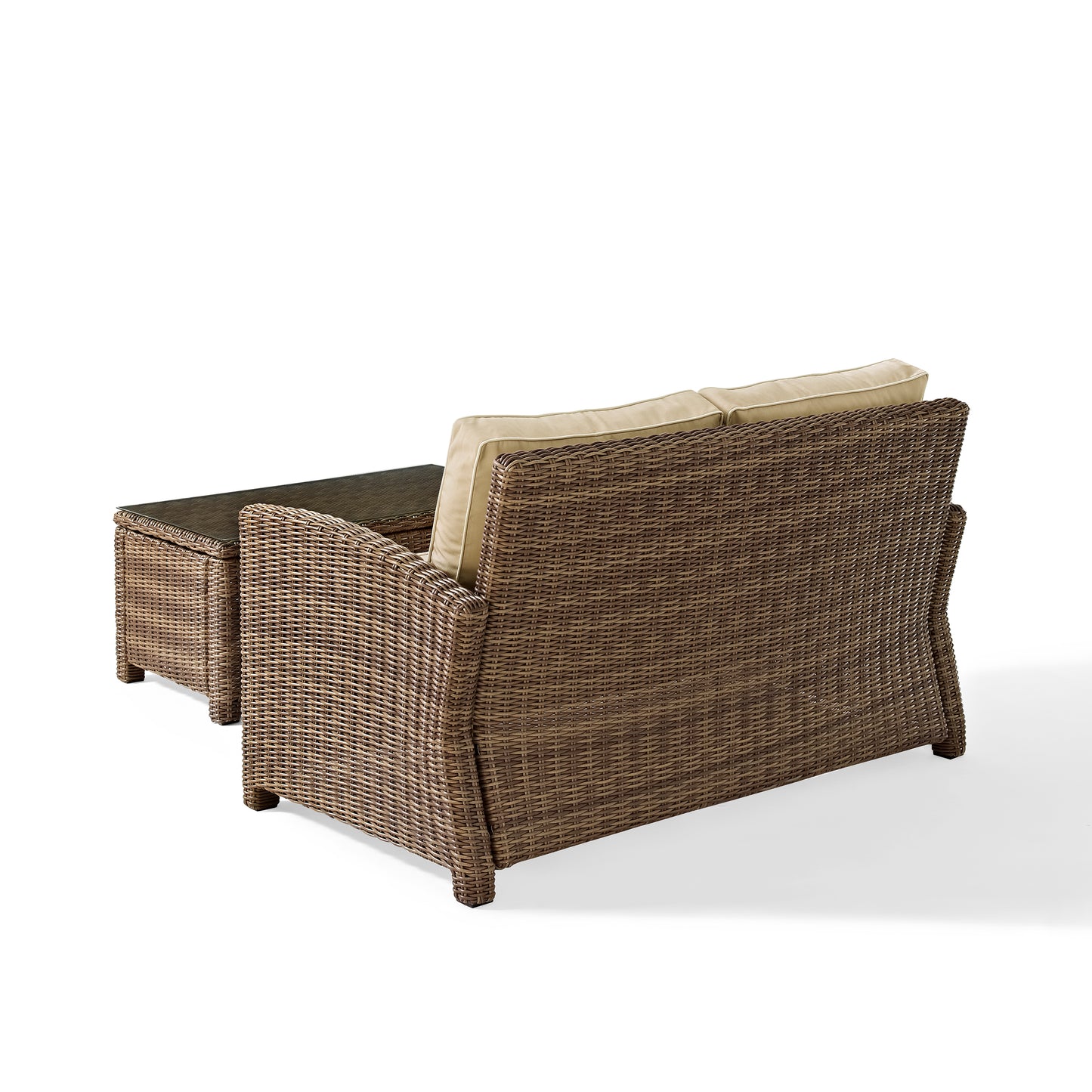 Bradenton 2Pc Outdoor Wicker Conversation Set Sand/Weathered Brown - Loveseat & Coffee Table