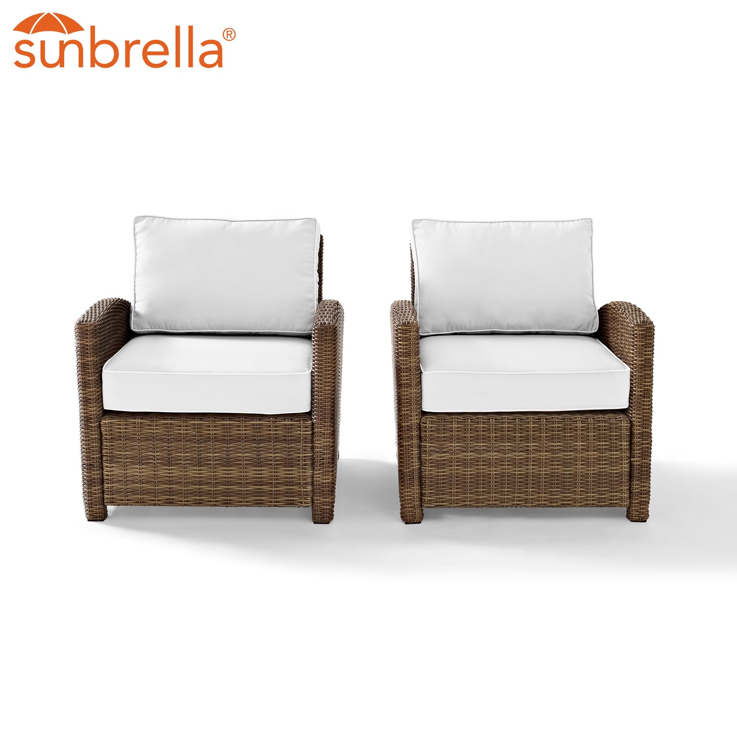 Bradenton 2Pc Outdoor Armchair Set - Sunbrella White/Weathered Brown - 2 Armchairs