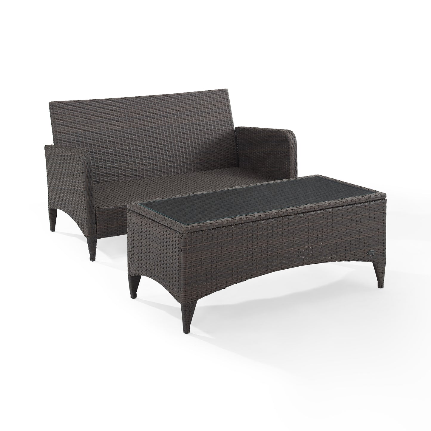 Kiawah 2Pc Outdoor Wicker Conversation Set Sangria/Brown - Loveseat & Coffee Table