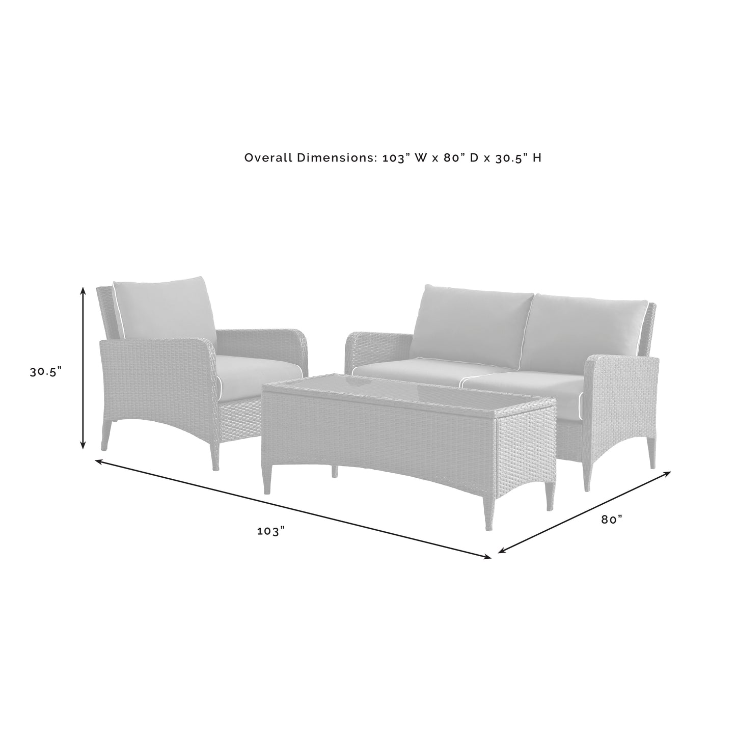 Kiawah 3Pc Outdoor Wicker Conversation Set Sangria/Brown - Loveseat, Arm Chair & Coffee Table