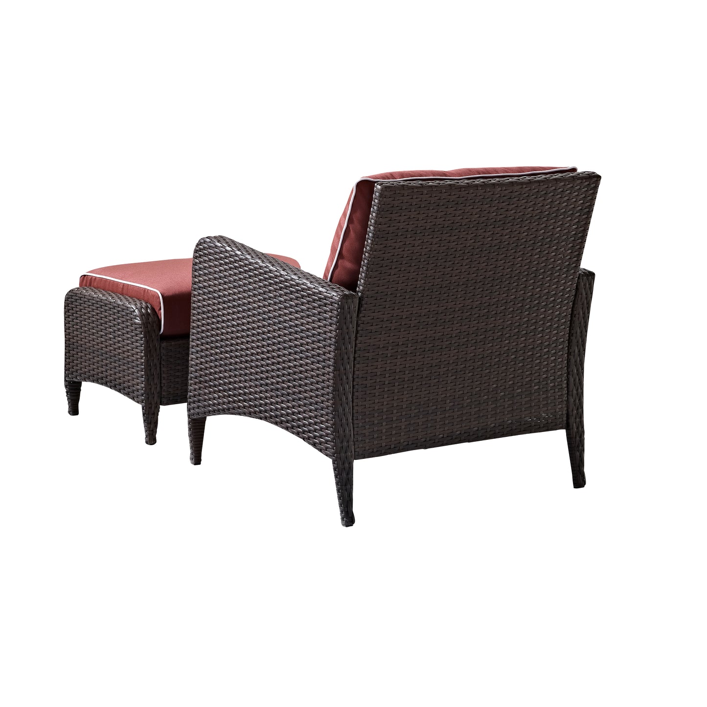 Kiawah 2Pc Outdoor Wicker Chair Set Sangria/Brown - Armchair & Ottoman