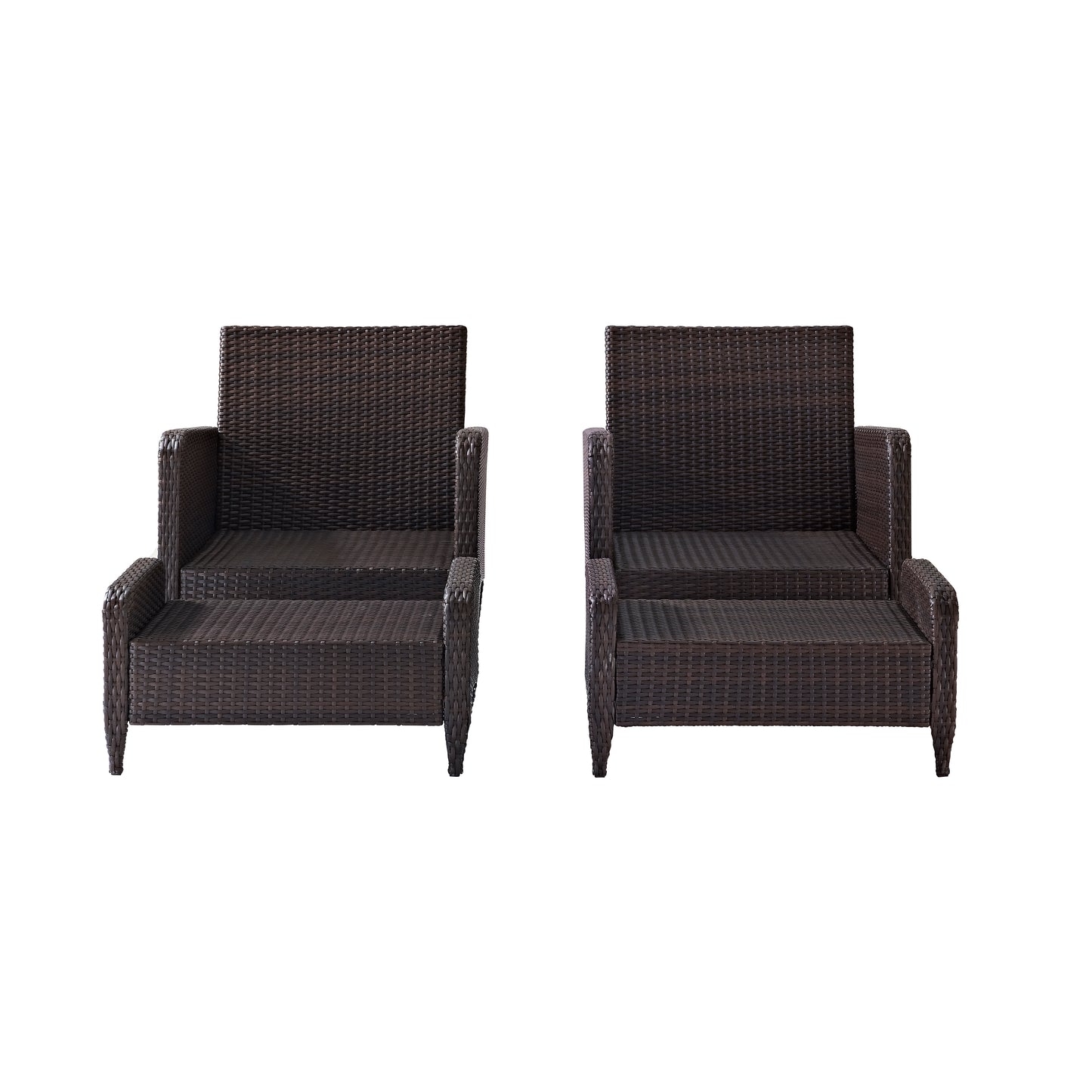 Kiawah 4Pc Outdoor Wicker Chair Set Blue/Brown - 2 Armchairs & 2 Ottomans