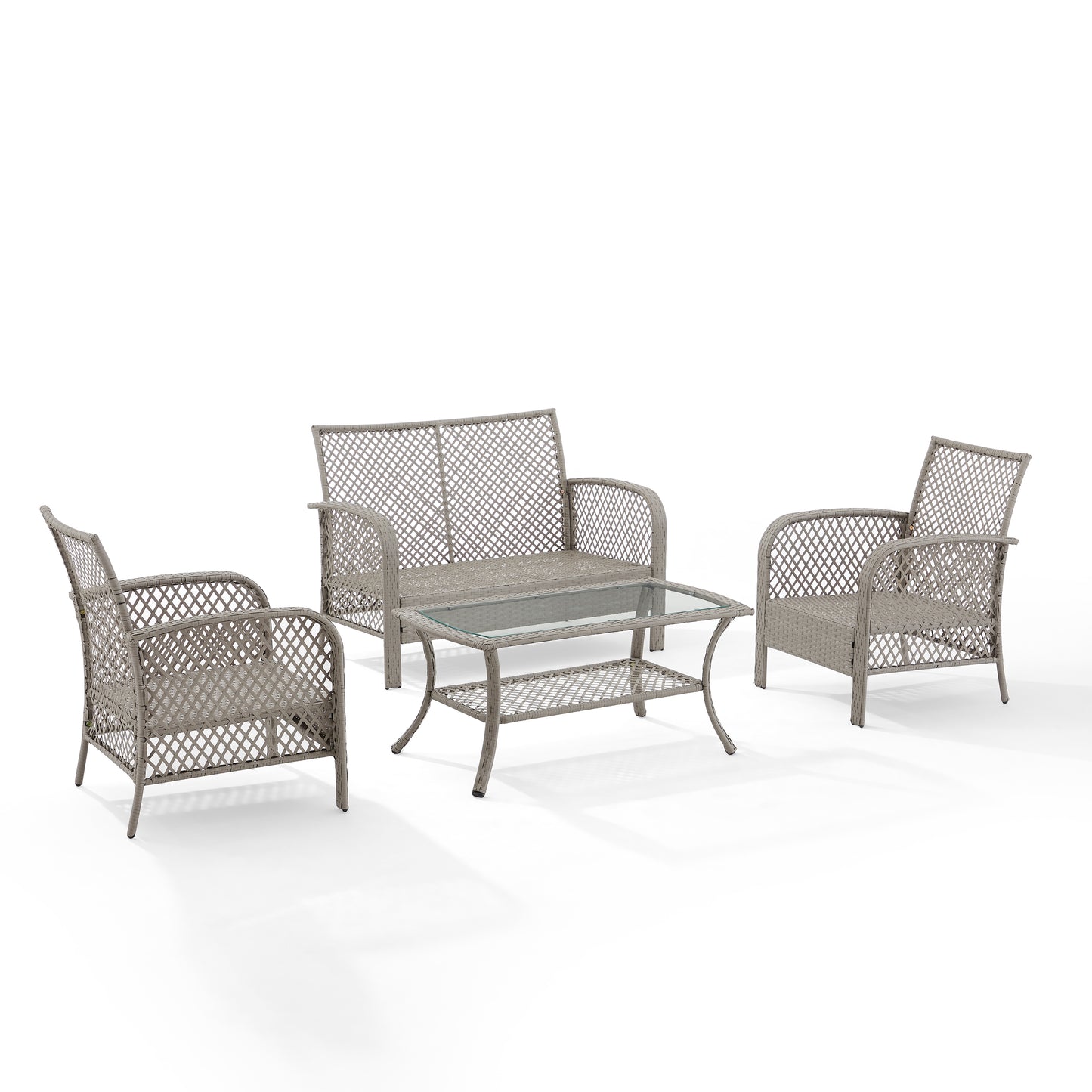 Tribeca 4Pc Outdoor Wicker Conversation Set Charcoal/Gray - Loveseat, Coffee Table, & 2 Armchairs