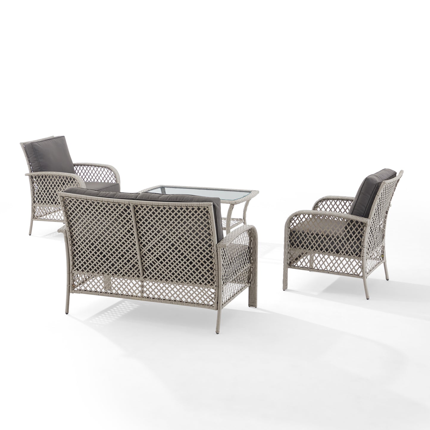 Tribeca 4Pc Outdoor Wicker Conversation Set Charcoal/Gray - Loveseat, Coffee Table, & 2 Armchairs