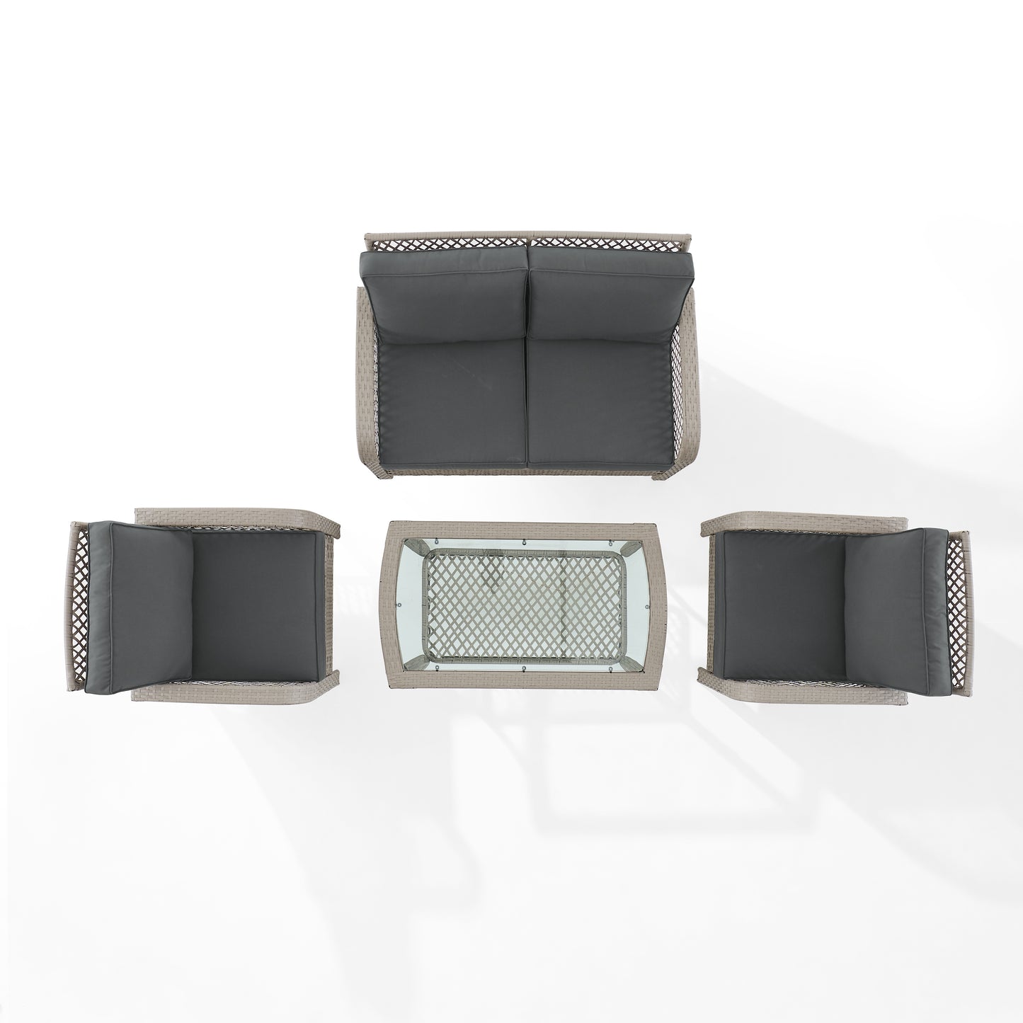 Tribeca 4Pc Outdoor Wicker Conversation Set Charcoal/Gray - Loveseat, Coffee Table, & 2 Armchairs