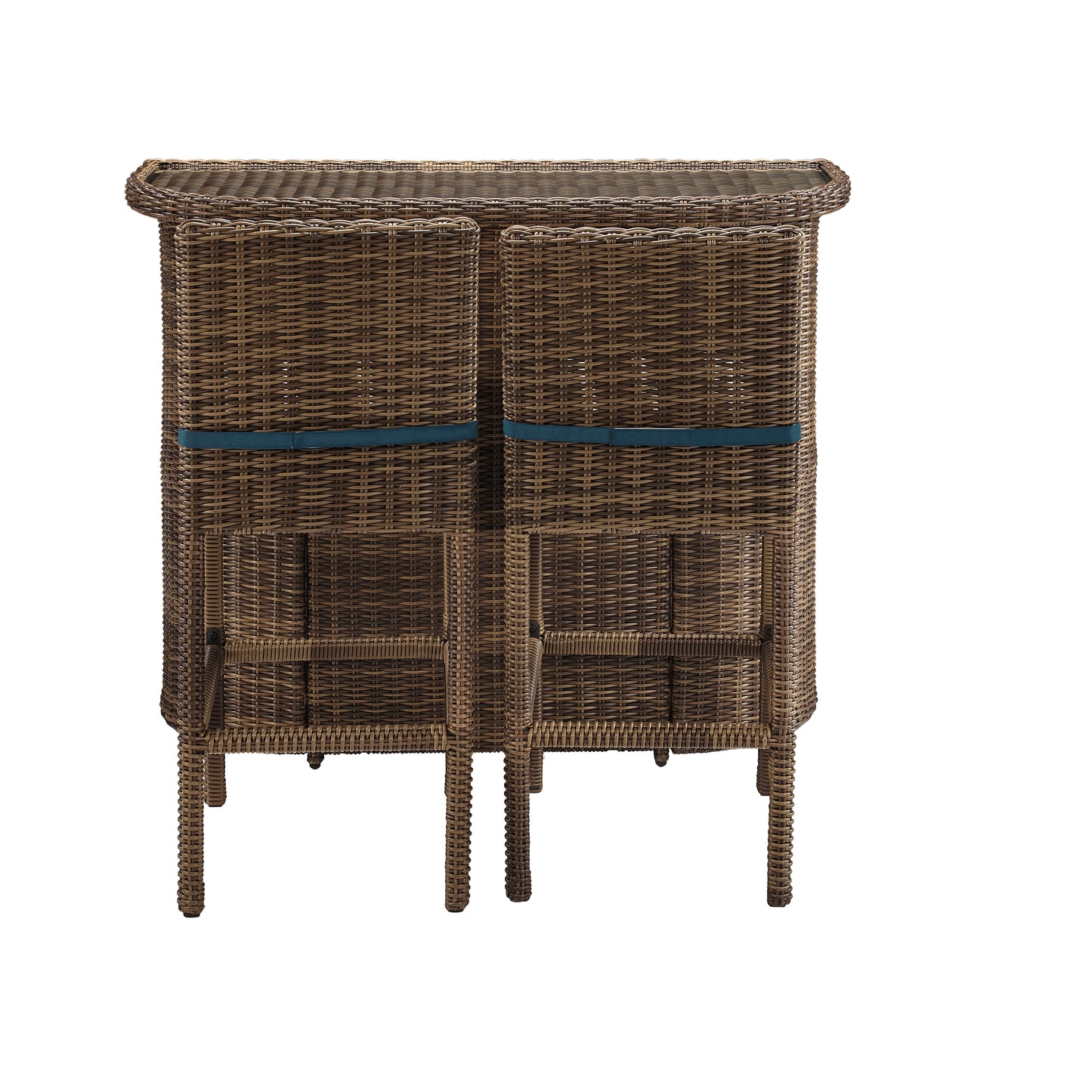 Bradenton 3Pc Outdoor Wicker Bar Set Navy/Weathered Brown - Bar & 2 Stools