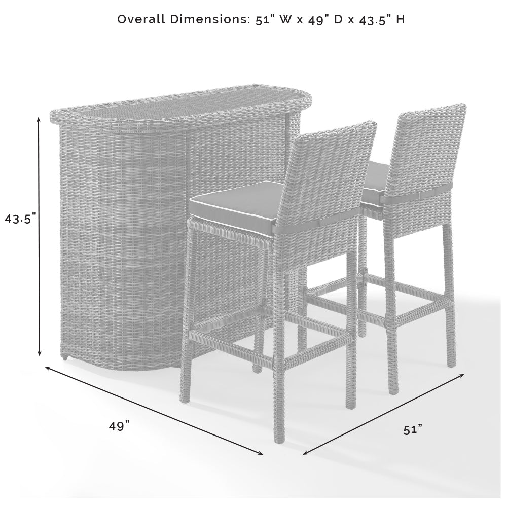 Bradenton 3Pc Outdoor Wicker Bar Set Sand/Weathered Brown - Bar & 2 Stools