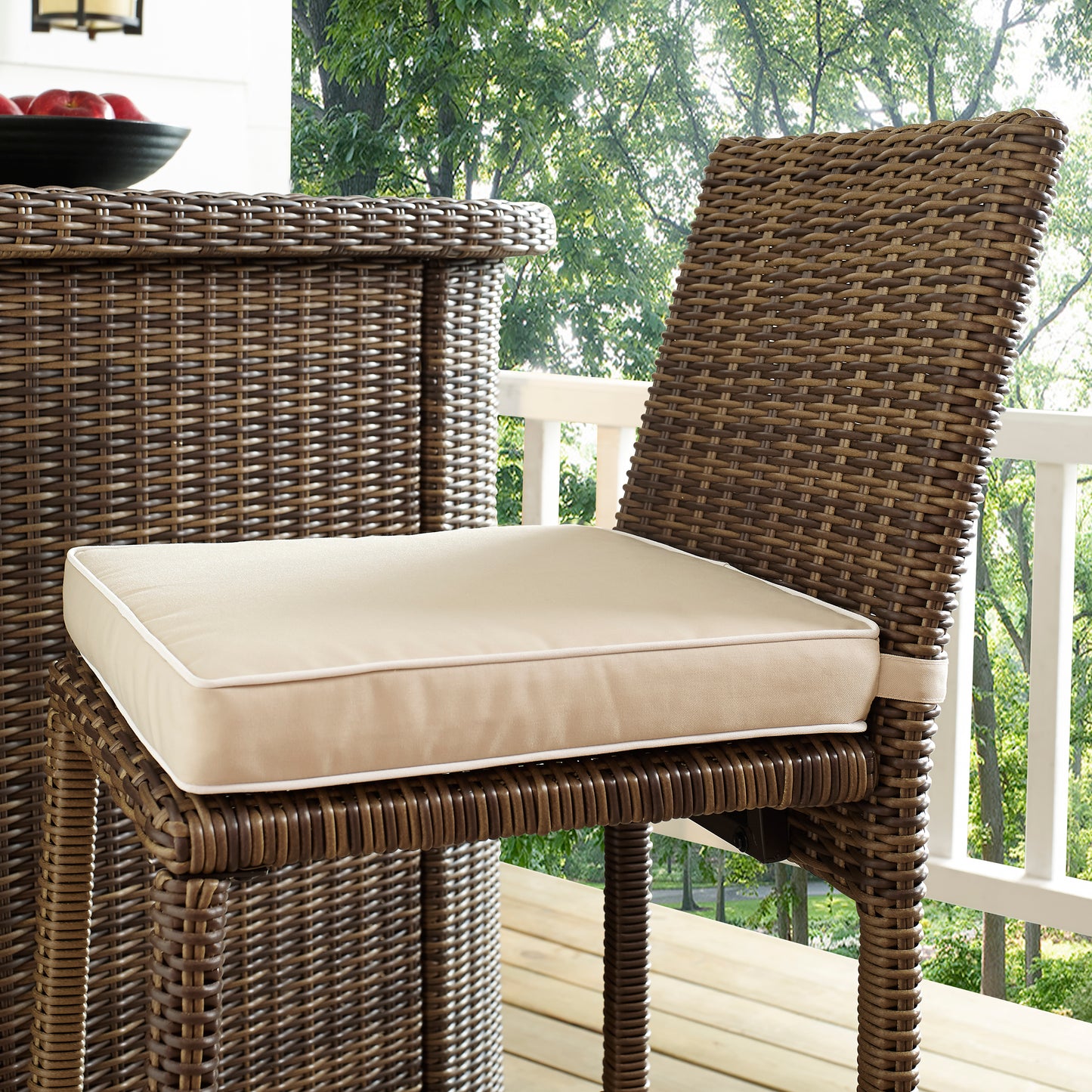 Bradenton 3Pc Outdoor Wicker Bar Set Sand/Weathered Brown - Bar & 2 Stools