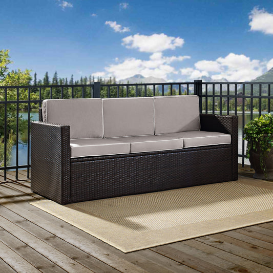 Palm Harbor Outdoor Wicker Sofa Gray/Brown