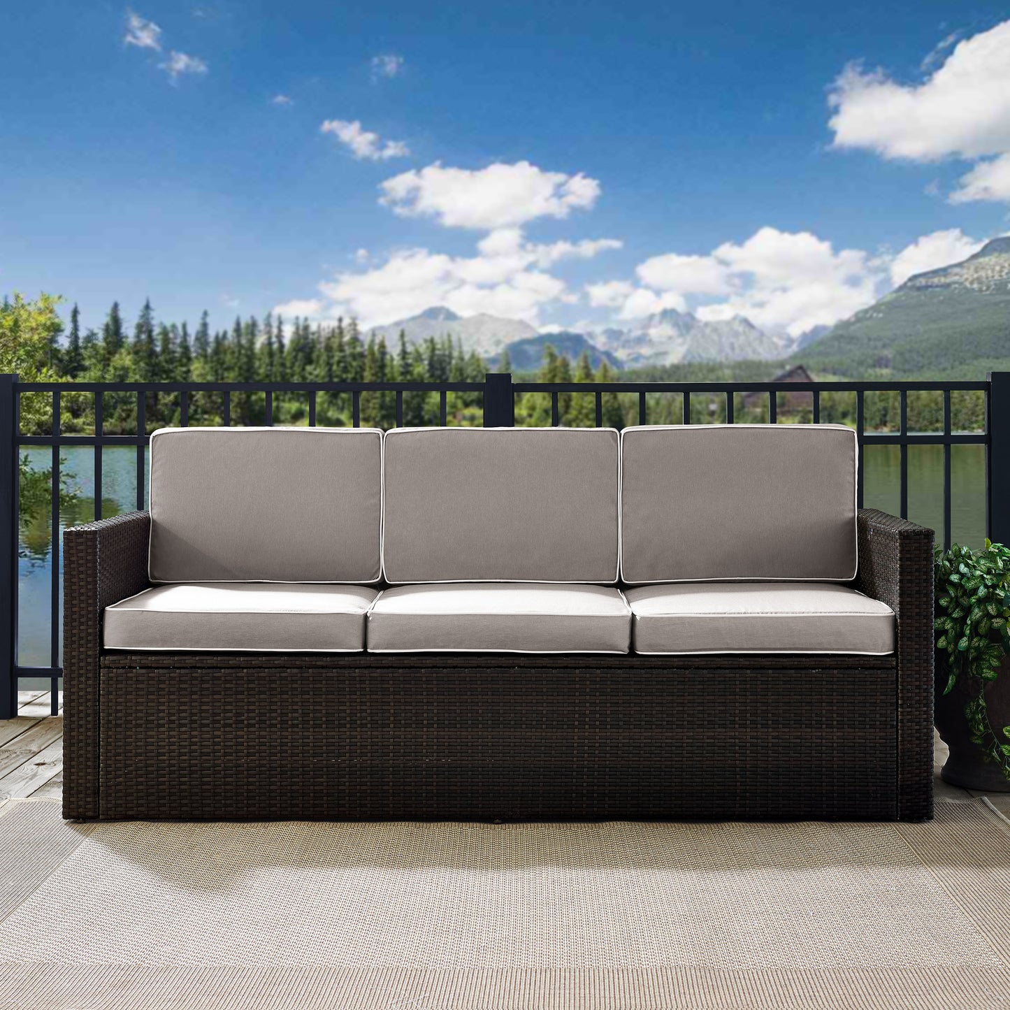 Palm Harbor Outdoor Wicker Sofa Gray/Brown