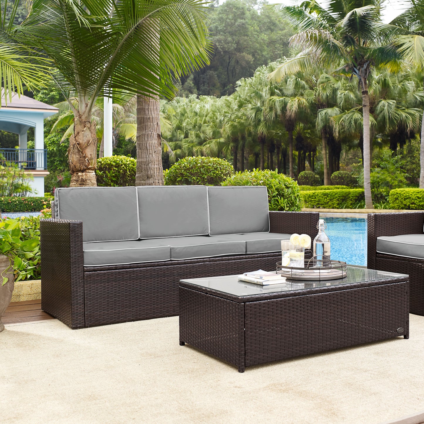 Palm Harbor Outdoor Wicker Sofa Gray/Brown