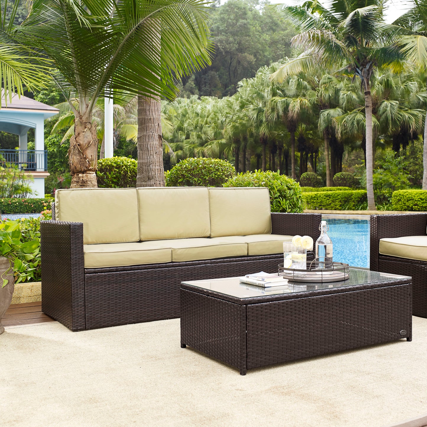 Palm Harbor Outdoor Wicker Sofa Sand/Brown