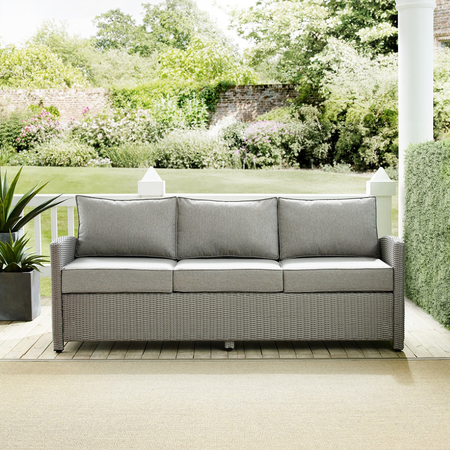 Bradenton Outdoor Wicker Sofa Gray/Gray