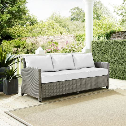 Bradenton Outdoor Wicker Sofa - Sunbrella White/Gray