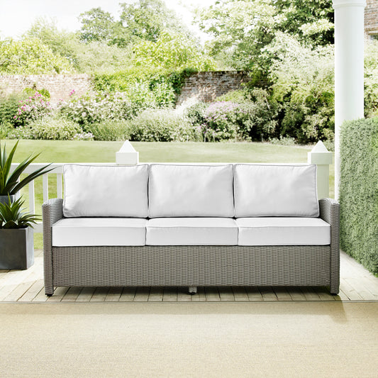 Bradenton Outdoor Wicker Sofa - Sunbrella White/Gray