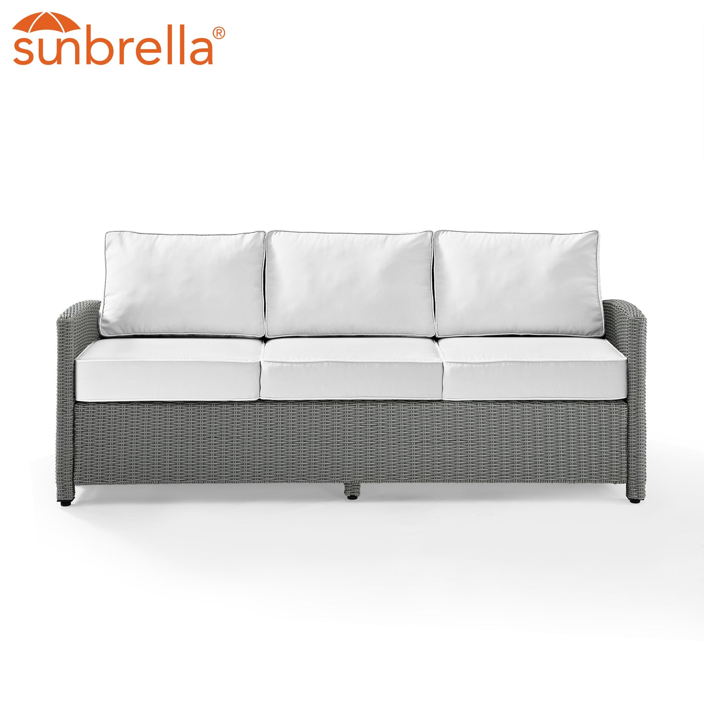 Bradenton Outdoor Wicker Sofa - Sunbrella White/Gray