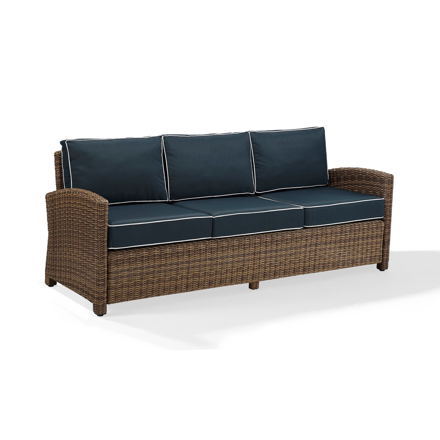 Bradenton Outdoor Wicker Sofa Navy/Weathered Brown