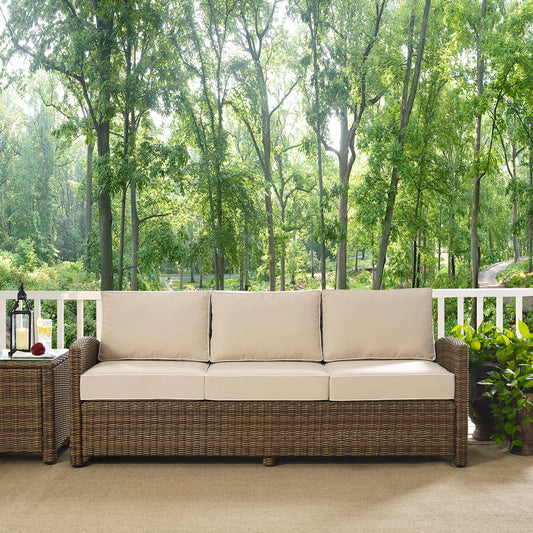 Bradenton Outdoor Wicker Sofa Sand/Weathered Brown