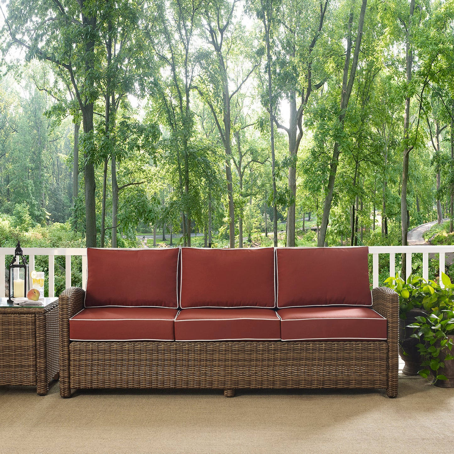 Bradenton Outdoor Wicker Sofa Sangria/Weathered Brown