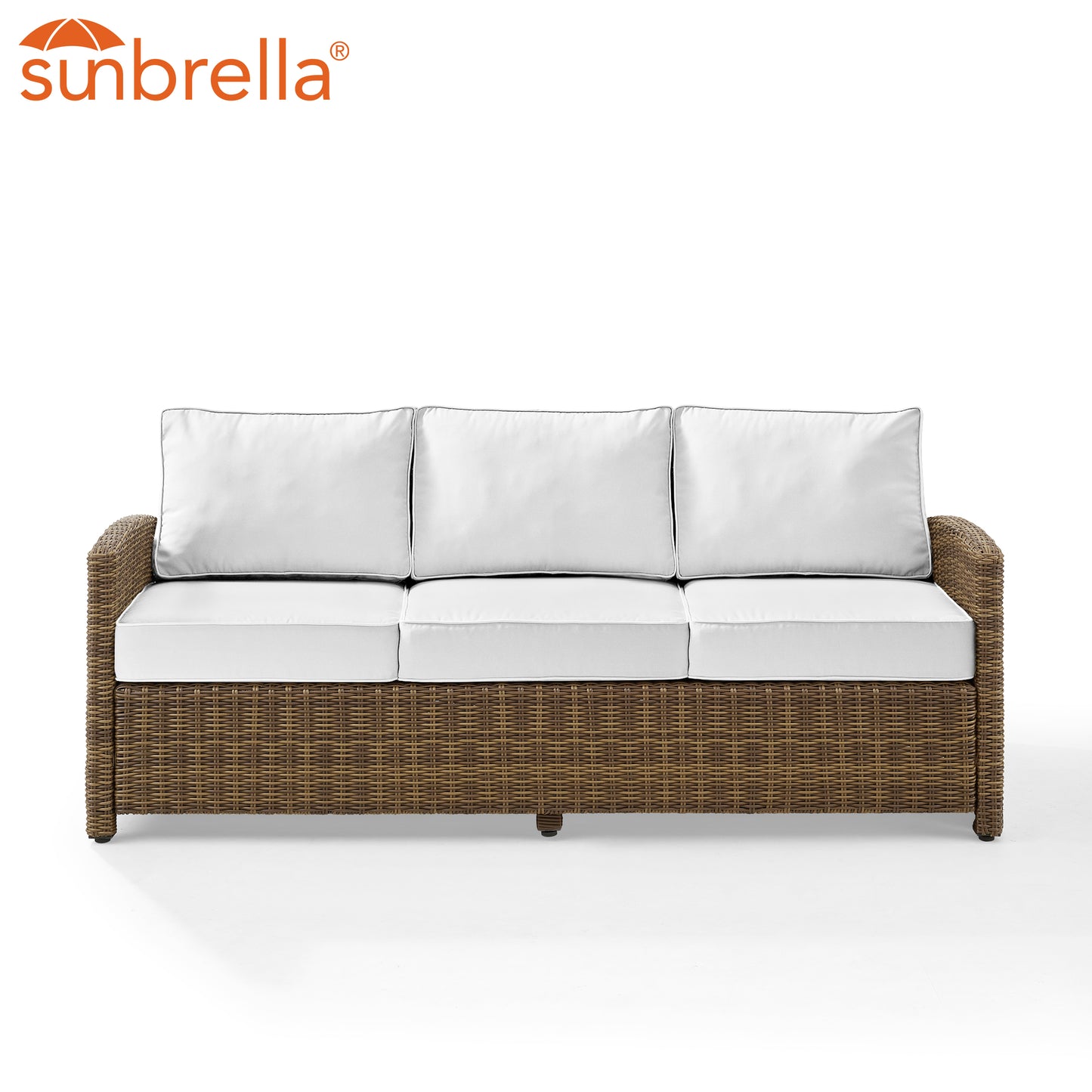 Bradenton Outdoor Wicker Sofa - Sunbrella White/Weathered Brown