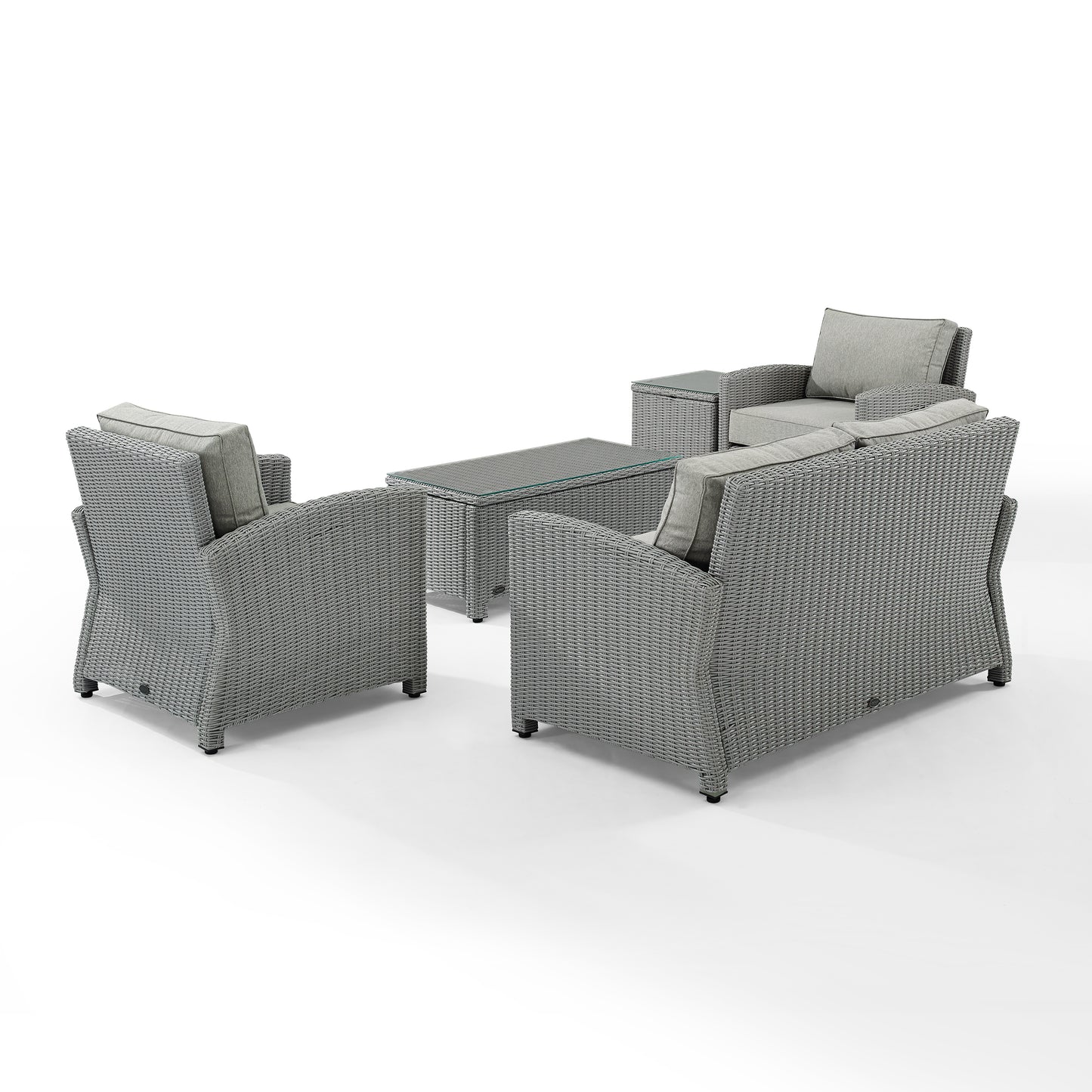 Bradenton 5Pc Outdoor Wicker Conversation Set Gray/Gray - Loveseat, Side Table, Coffee Table, & 2 Armchairs